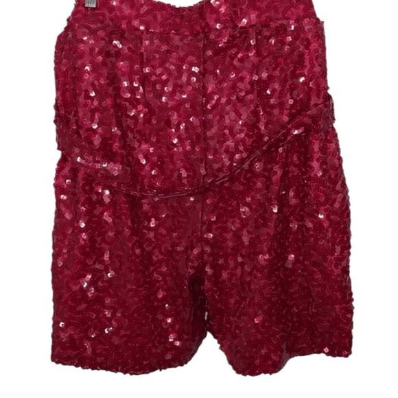Eloquii size 24 plus size shorts belted vibrant red sequins. - Picture 2 of 10